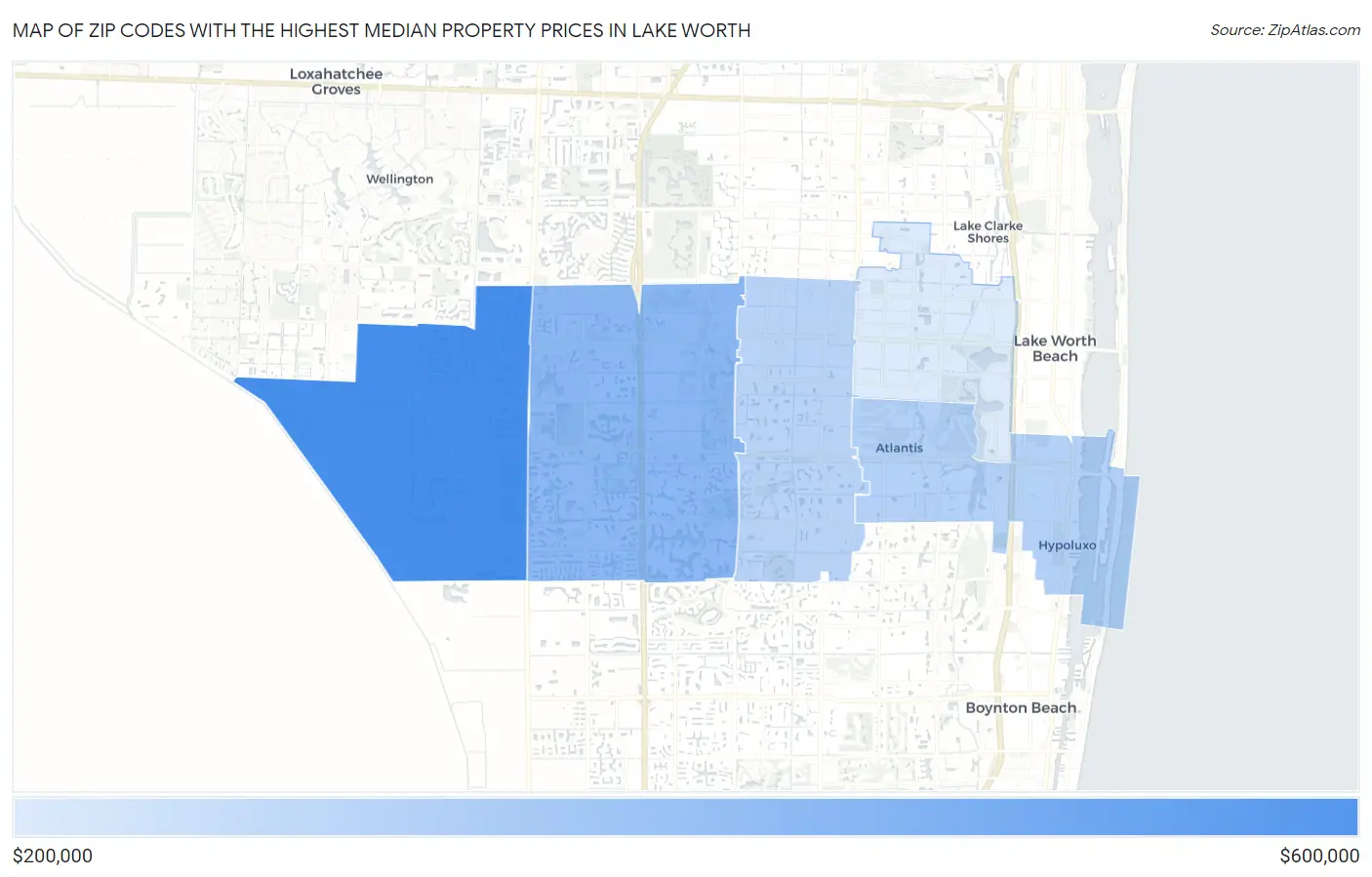Zip Codes with the Highest Median Property Prices in Lake Worth Map