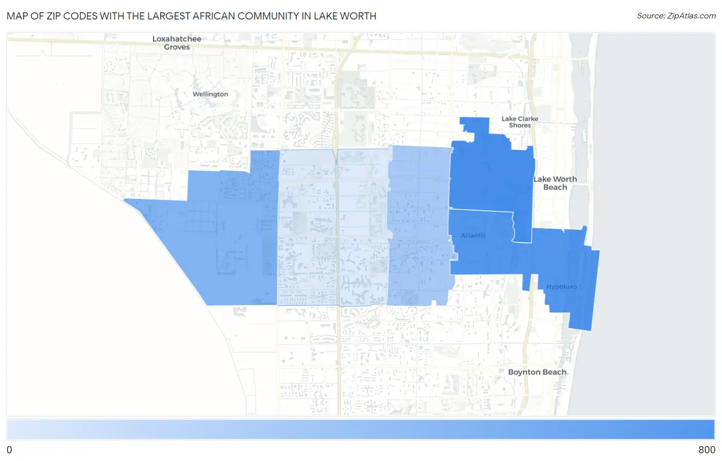 Zip Codes with the Largest African Community in Lake Worth Map
