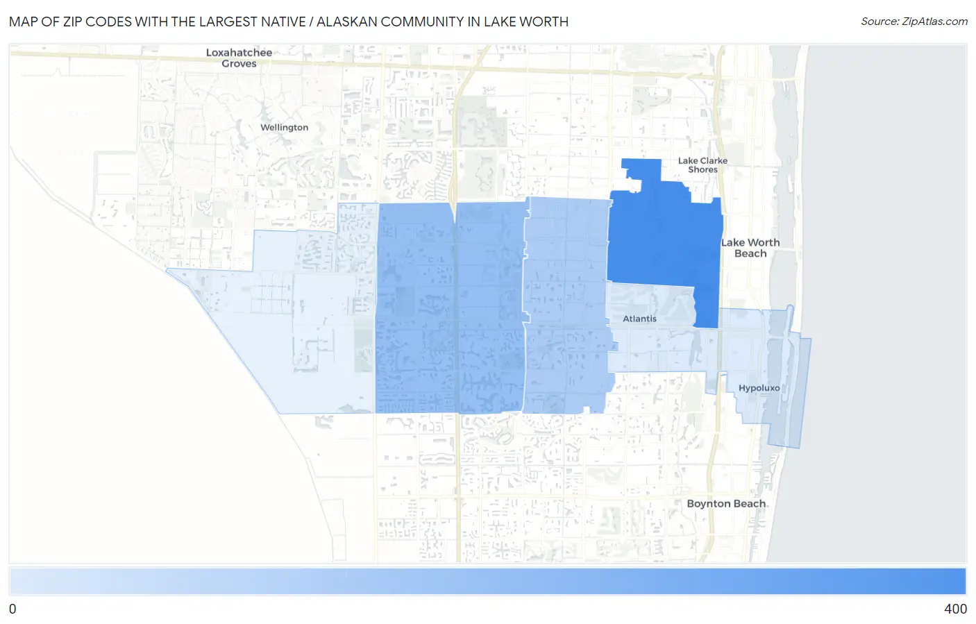 Zip Codes with the Largest Native / Alaskan Community in Lake Worth Map