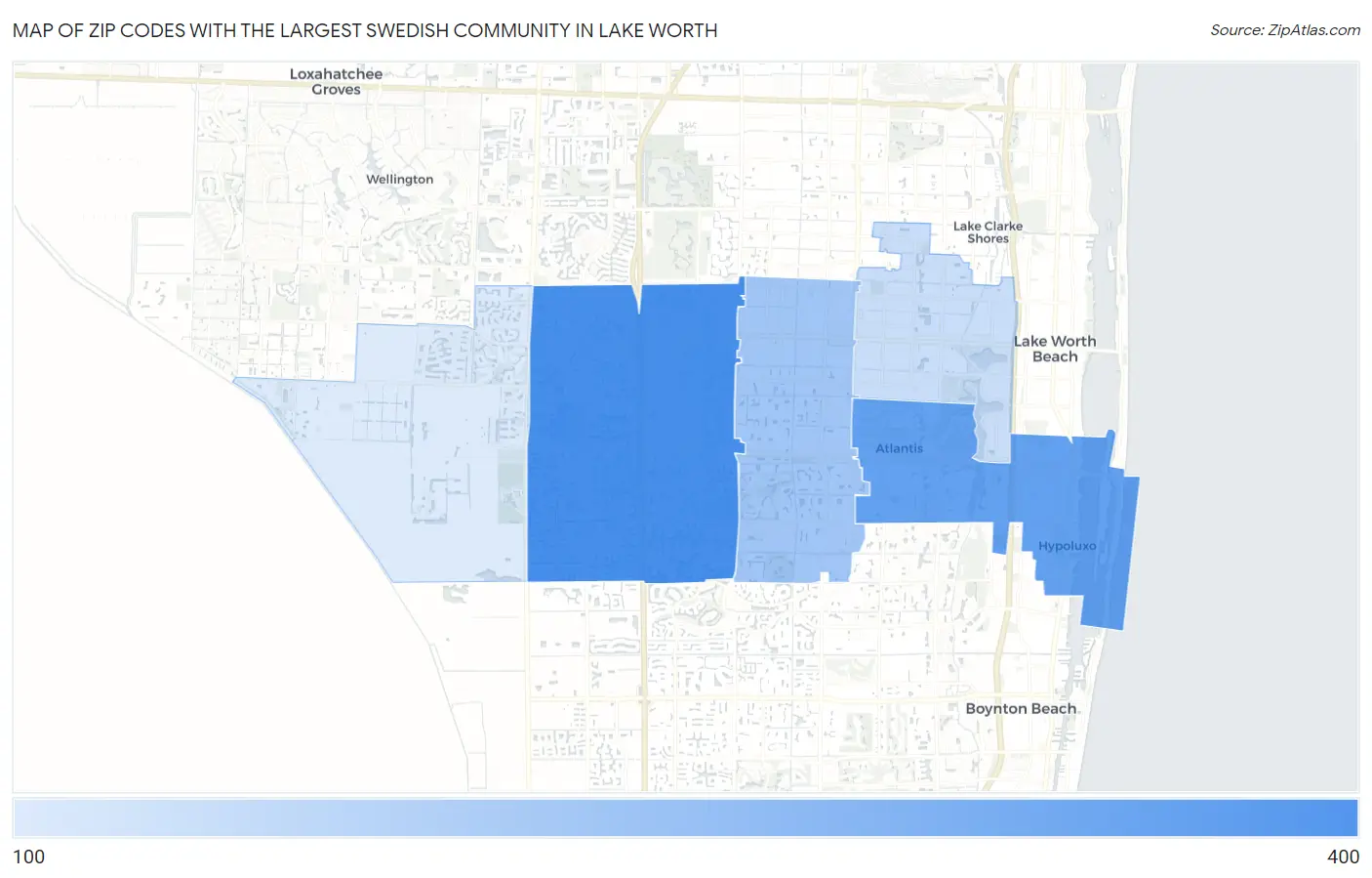 Zip Codes with the Largest Swedish Community in Lake Worth Map