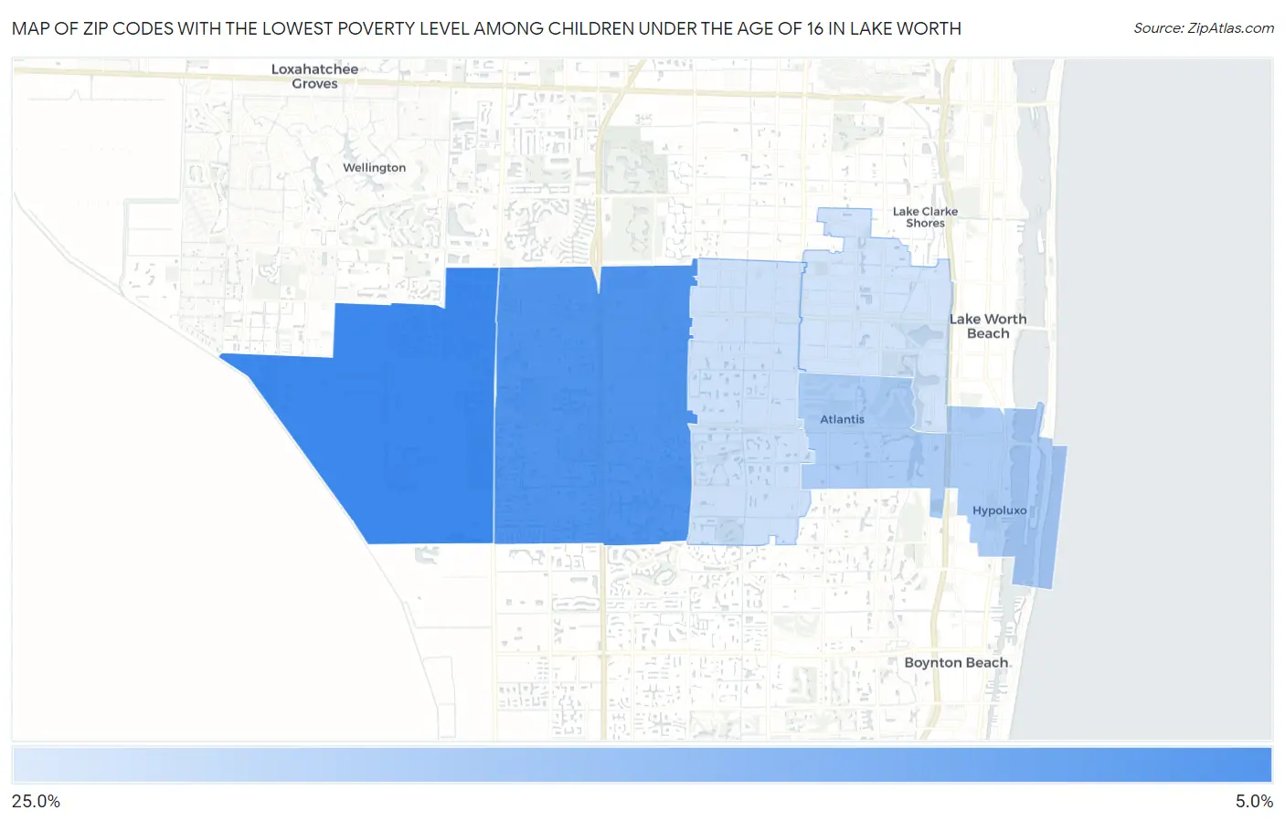 Zip Codes with the Lowest Poverty Level Among Children Under the Age of 16 in Lake Worth Map