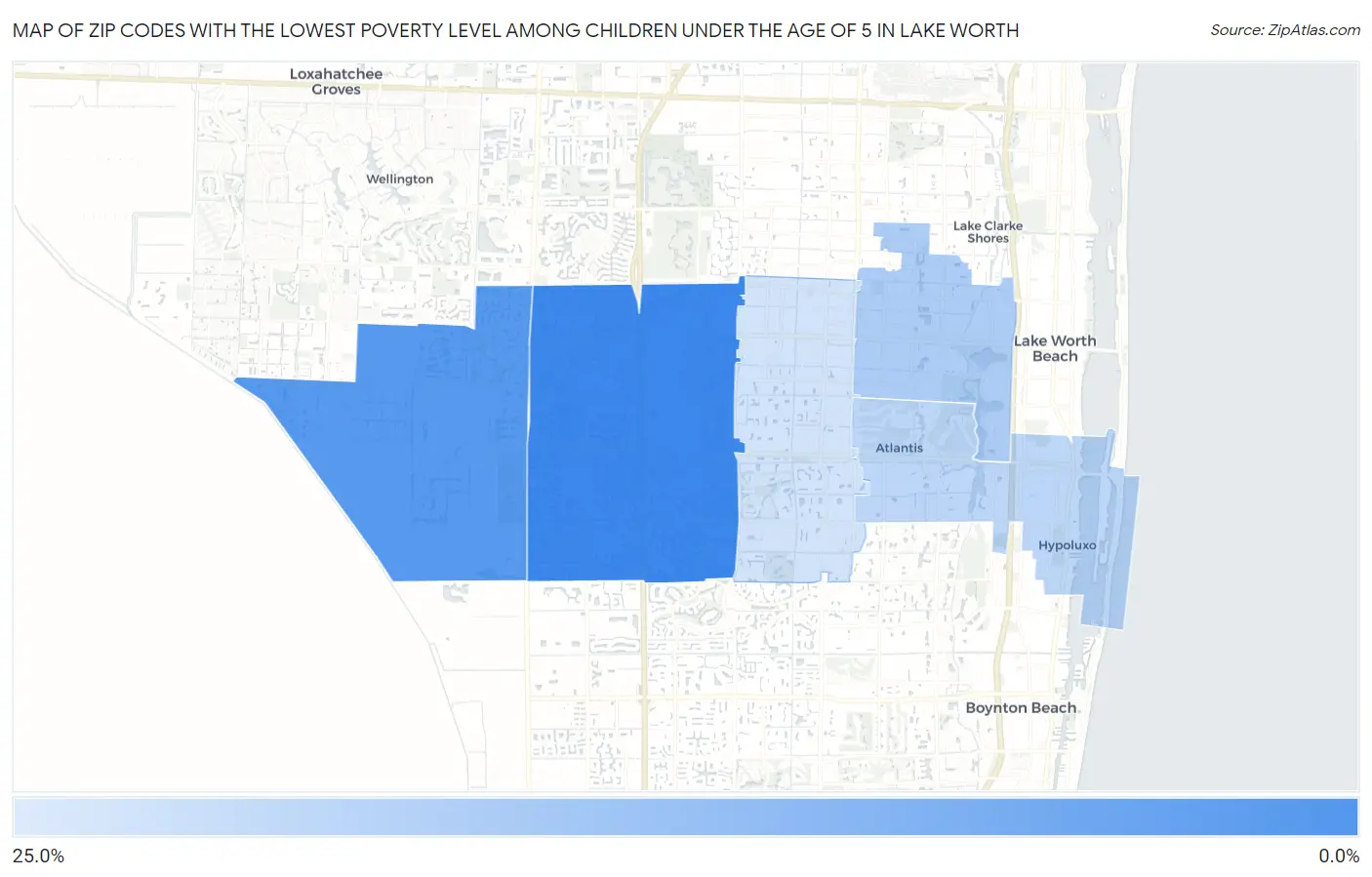 Zip Codes with the Lowest Poverty Level Among Children Under the Age of 5 in Lake Worth Map