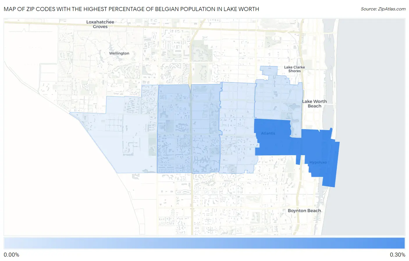 Zip Codes with the Highest Percentage of Belgian Population in Lake Worth Map