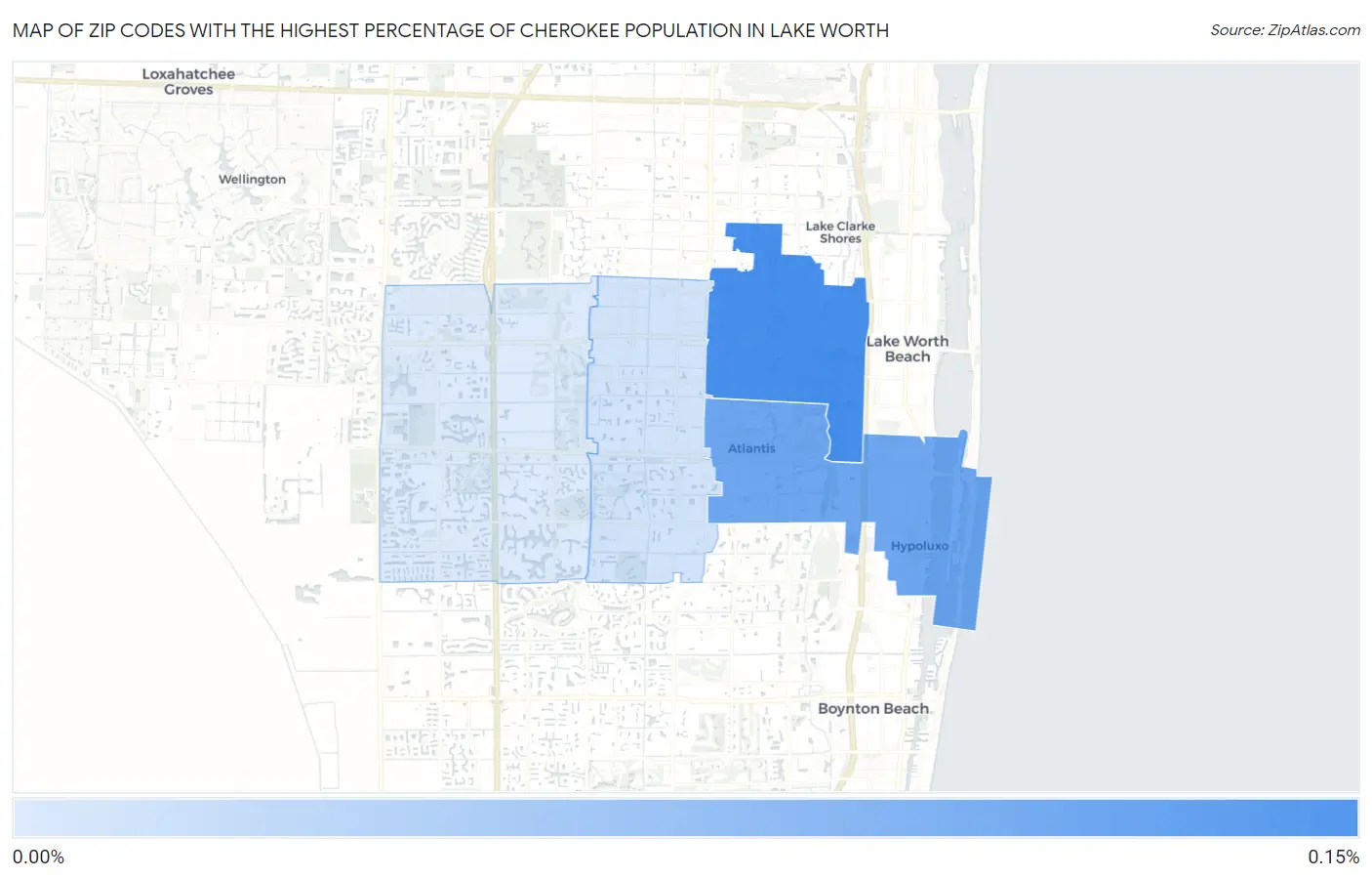 Zip Codes with the Highest Percentage of Cherokee Population in Lake Worth Map