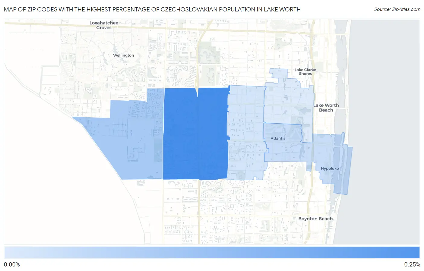 Zip Codes with the Highest Percentage of Czechoslovakian Population in Lake Worth Map