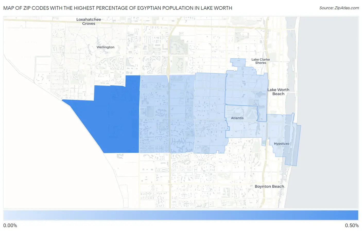 Zip Codes with the Highest Percentage of Egyptian Population in Lake Worth Map