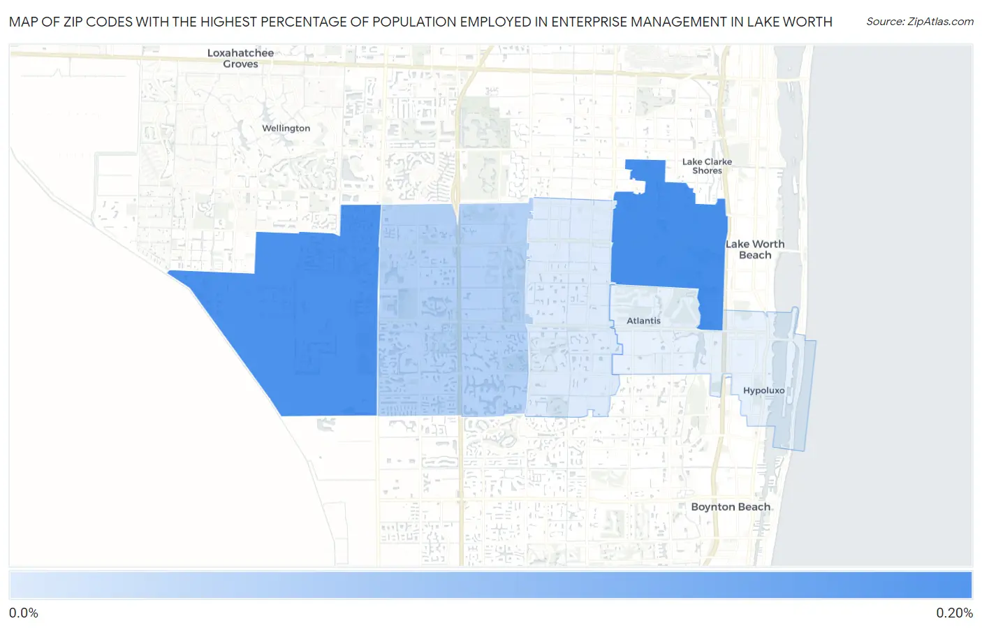 Zip Codes with the Highest Percentage of Population Employed in Enterprise Management in Lake Worth Map