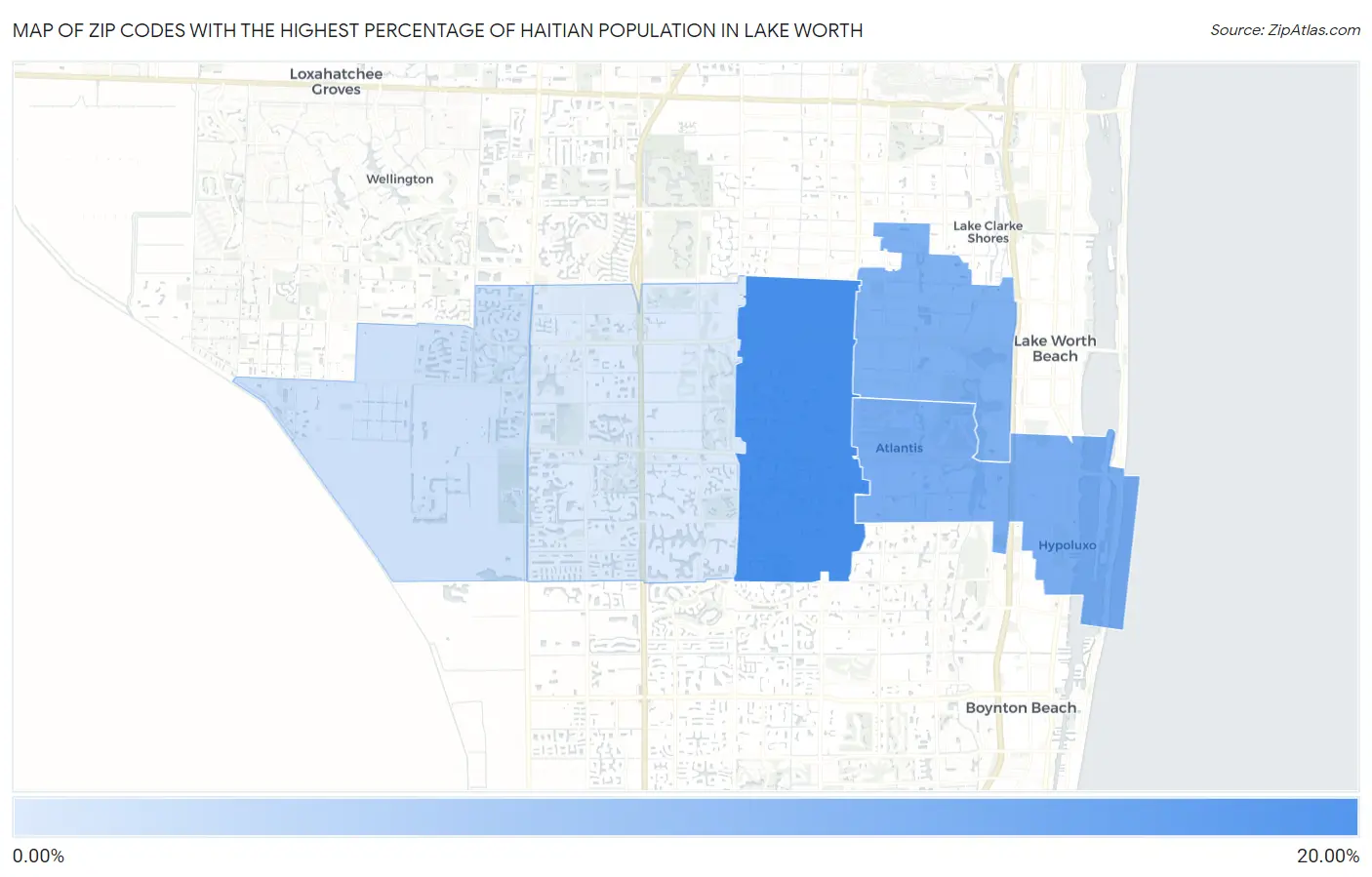 Zip Codes with the Highest Percentage of Haitian Population in Lake Worth Map