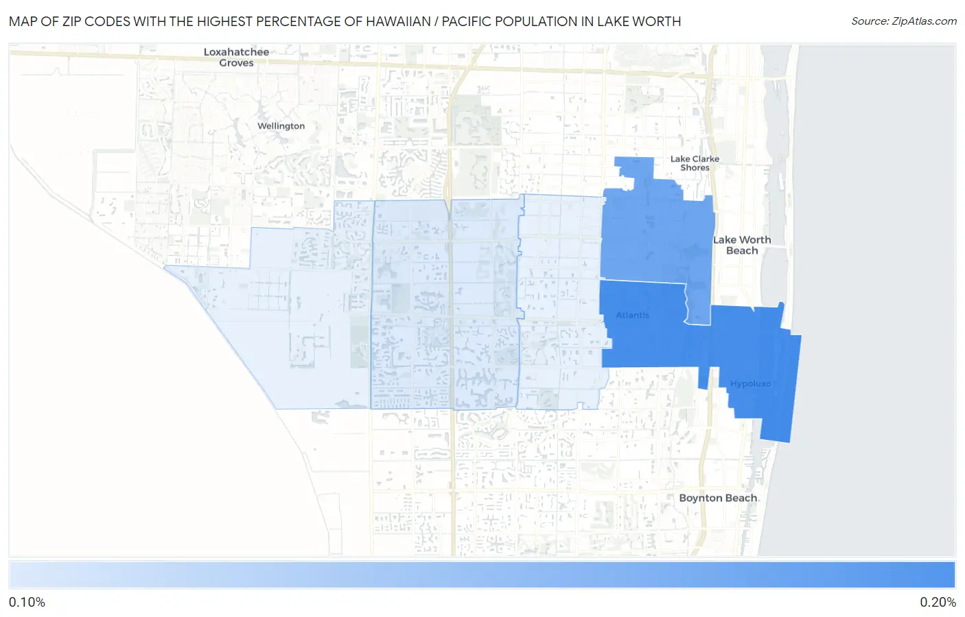 Zip Codes with the Highest Percentage of Hawaiian / Pacific Population in Lake Worth Map