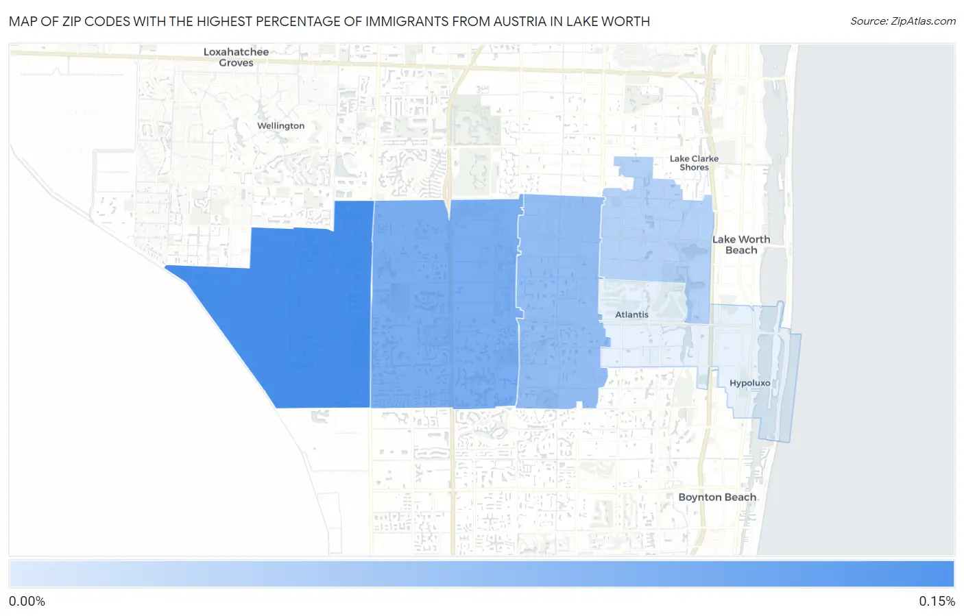 Zip Codes with the Highest Percentage of Immigrants from Austria in Lake Worth Map