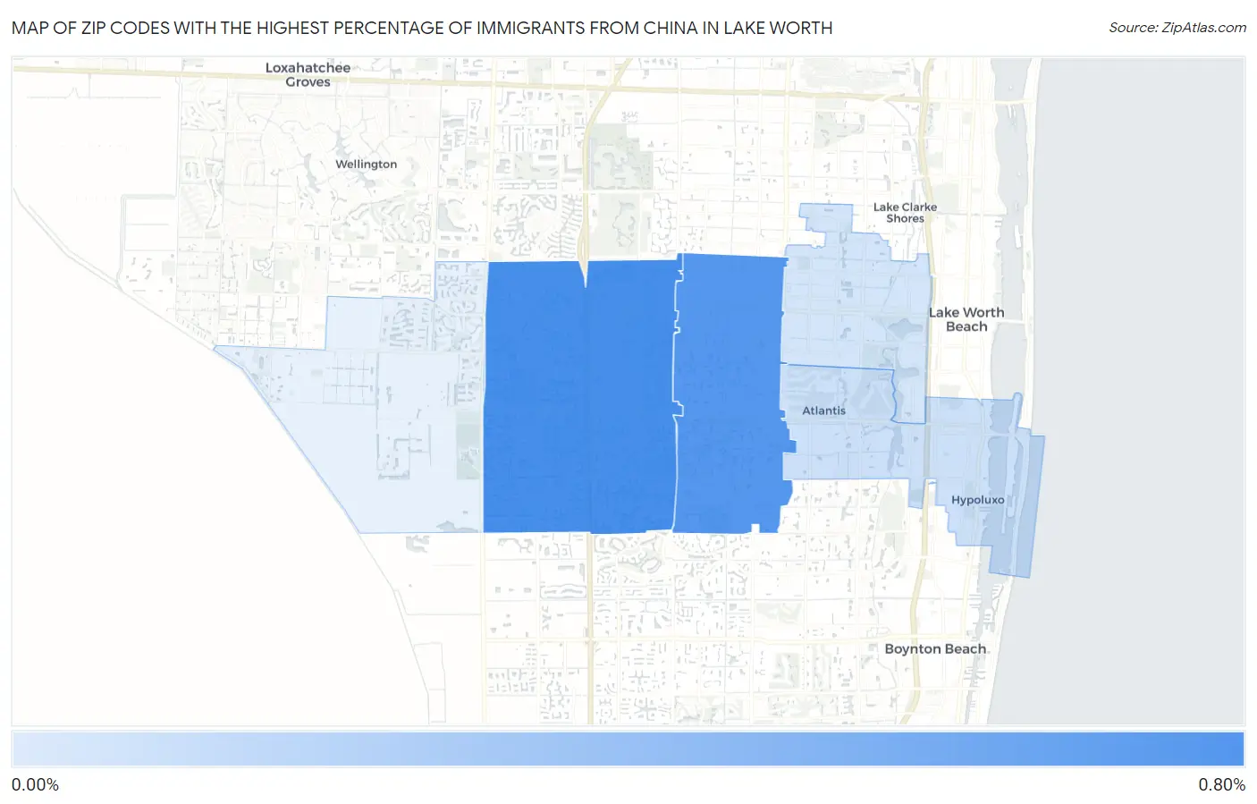 Zip Codes with the Highest Percentage of Immigrants from China in Lake Worth Map