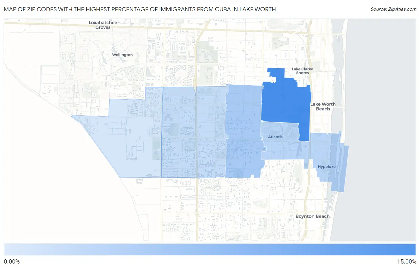 Zip Codes with the Highest Percentage of Immigrants from Cuba in Lake Worth Map