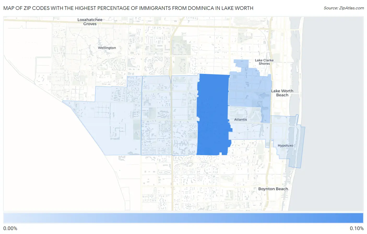 Zip Codes with the Highest Percentage of Immigrants from Dominica in Lake Worth Map