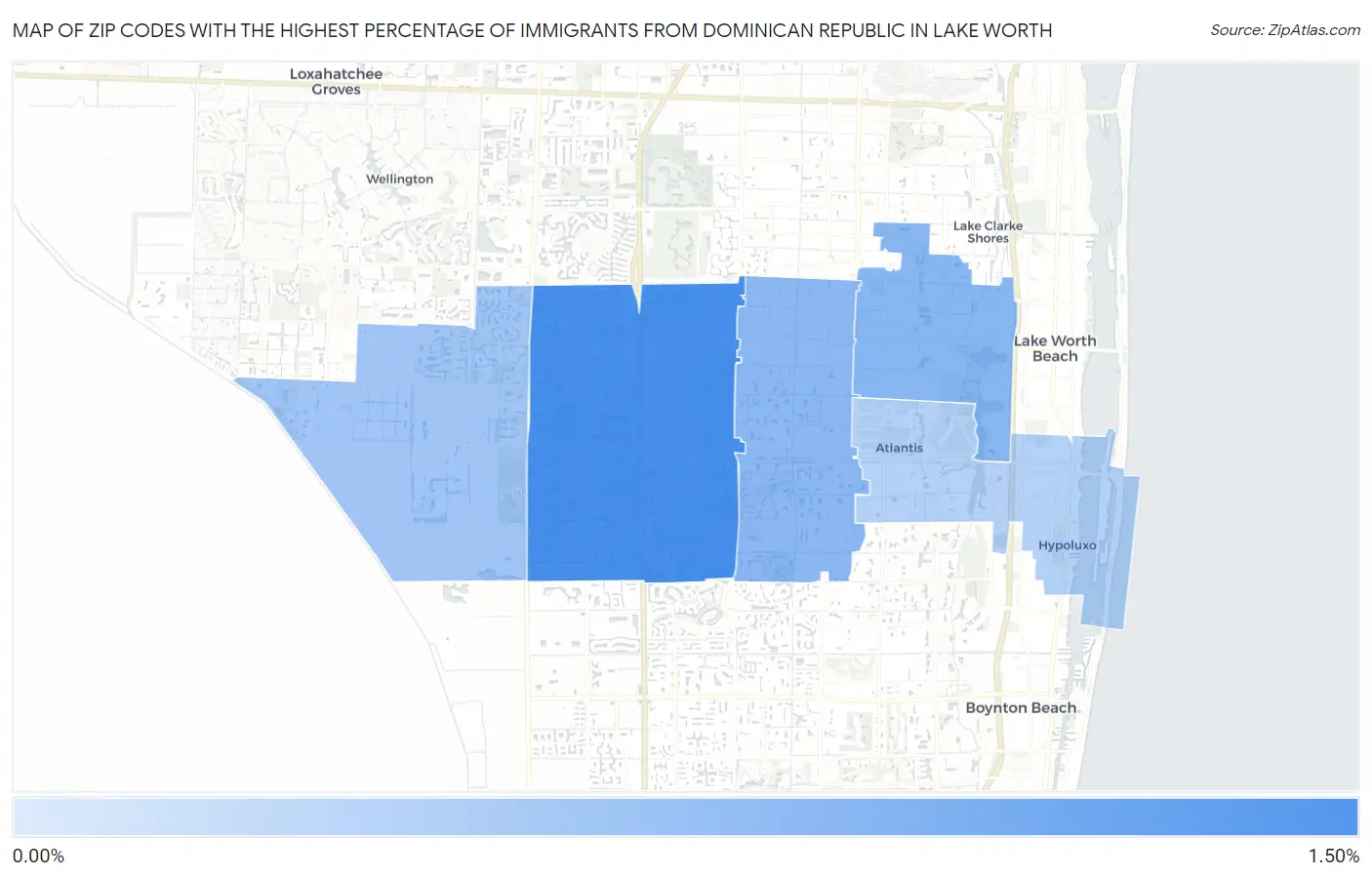 Zip Codes with the Highest Percentage of Immigrants from Dominican Republic in Lake Worth Map