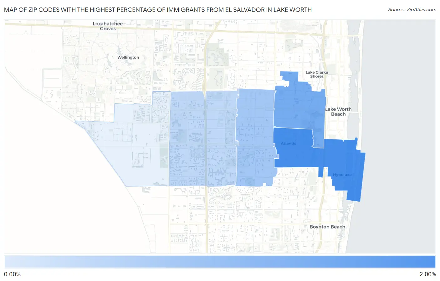 Zip Codes with the Highest Percentage of Immigrants from El Salvador in Lake Worth Map