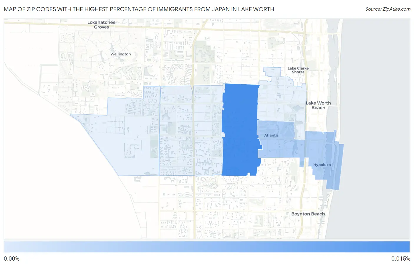 Zip Codes with the Highest Percentage of Immigrants from Japan in Lake Worth Map