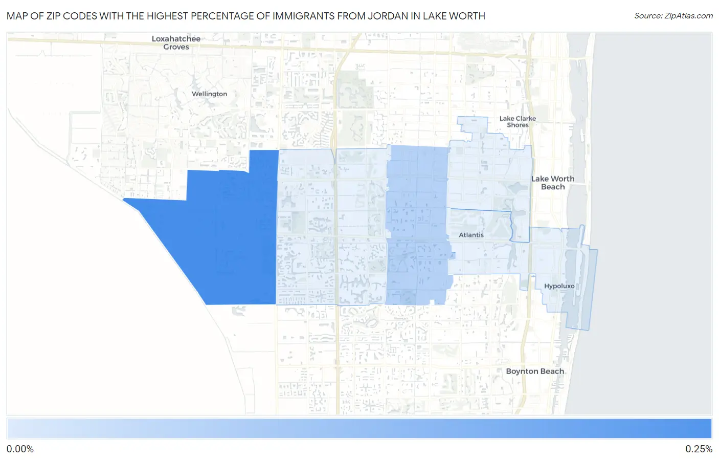Zip Codes with the Highest Percentage of Immigrants from Jordan in Lake Worth Map