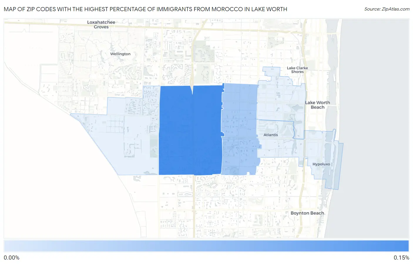 Zip Codes with the Highest Percentage of Immigrants from Morocco in Lake Worth Map