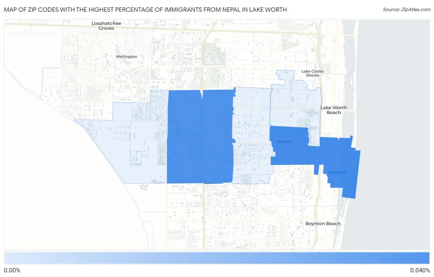 Zip Codes with the Highest Percentage of Immigrants from Nepal in Lake Worth Map