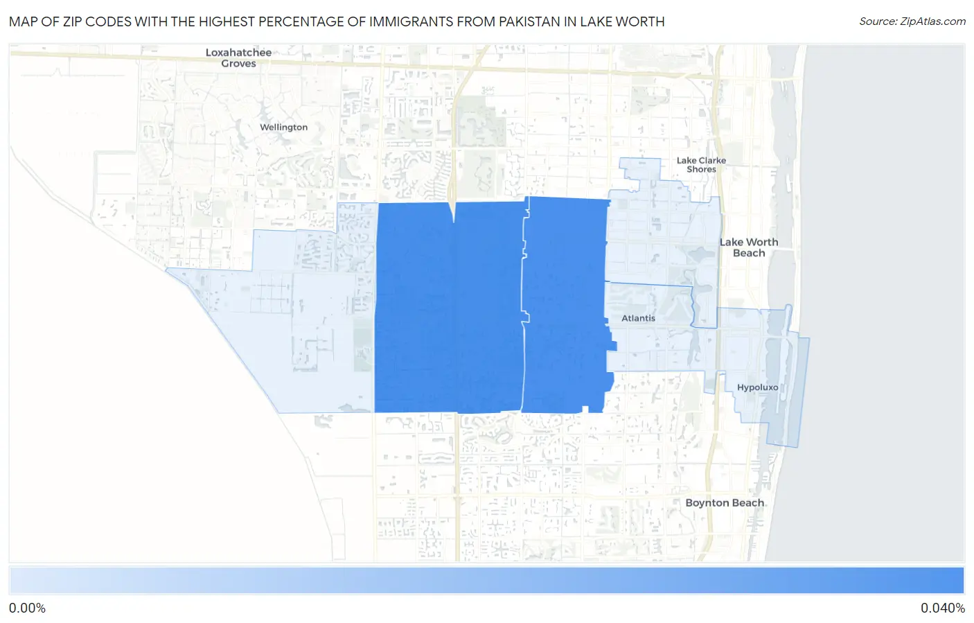 Zip Codes with the Highest Percentage of Immigrants from Pakistan in Lake Worth Map