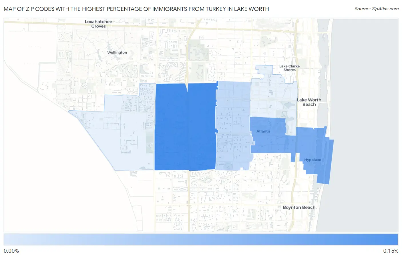 Zip Codes with the Highest Percentage of Immigrants from Turkey in Lake Worth Map