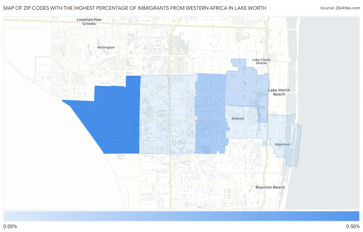Zip Codes with the Highest Percentage of Immigrants from Western Africa in Lake Worth Map