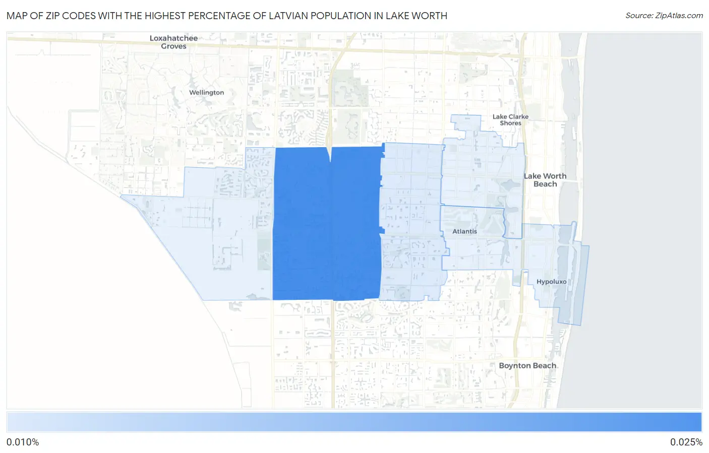 Zip Codes with the Highest Percentage of Latvian Population in Lake Worth Map