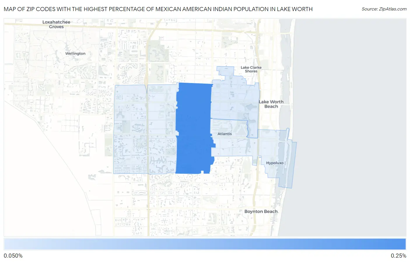 Zip Codes with the Highest Percentage of Mexican American Indian Population in Lake Worth Map