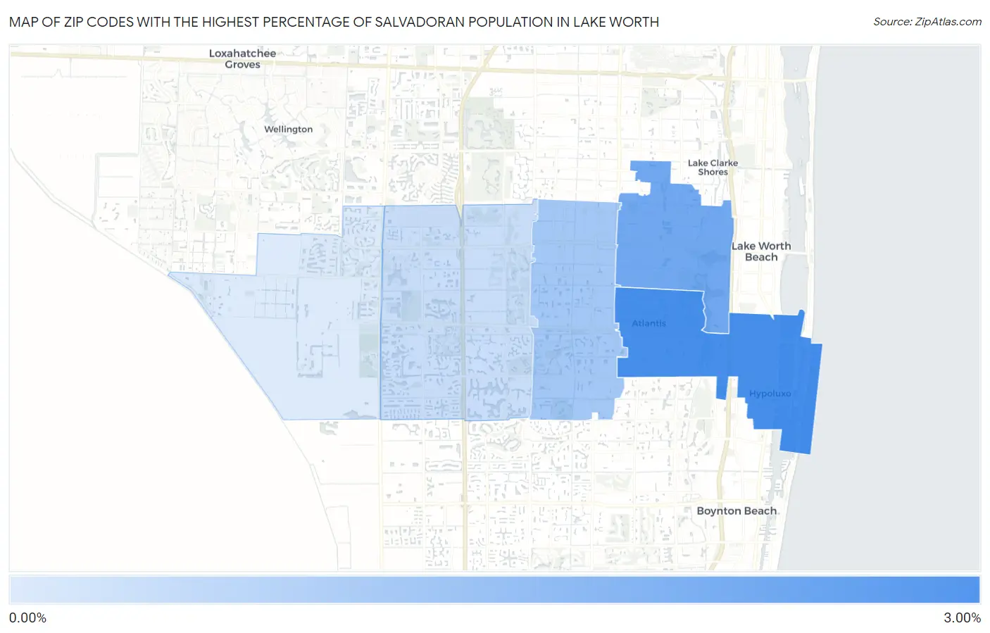 Zip Codes with the Highest Percentage of Salvadoran Population in Lake Worth Map