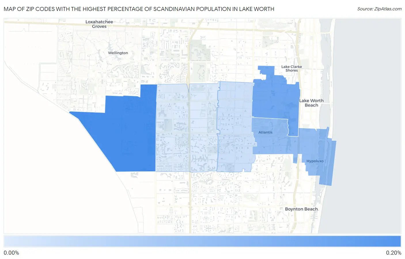 Zip Codes with the Highest Percentage of Scandinavian Population in Lake Worth Map