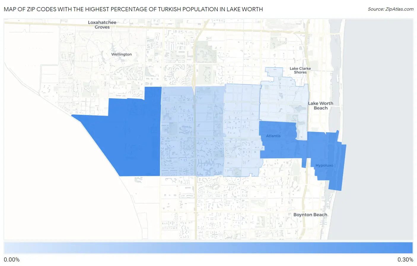 Zip Codes with the Highest Percentage of Turkish Population in Lake Worth Map
