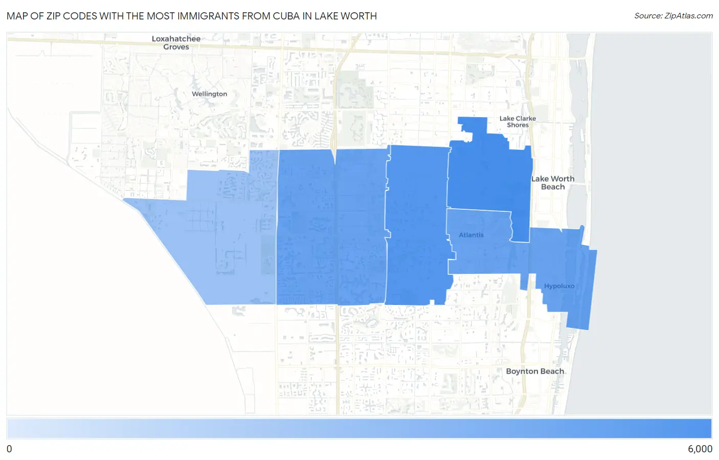 Zip Codes with the Most Immigrants from Cuba in Lake Worth Map