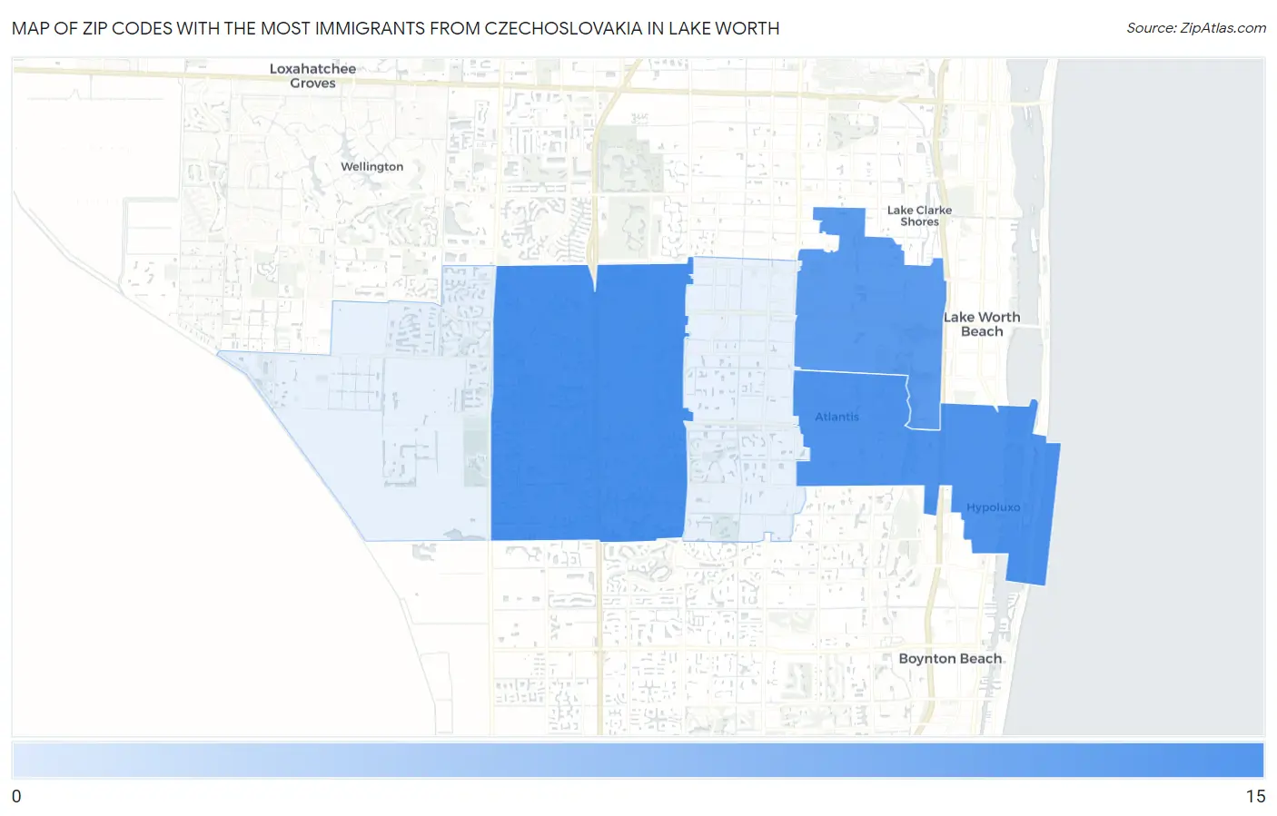 Zip Codes with the Most Immigrants from Czechoslovakia in Lake Worth Map
