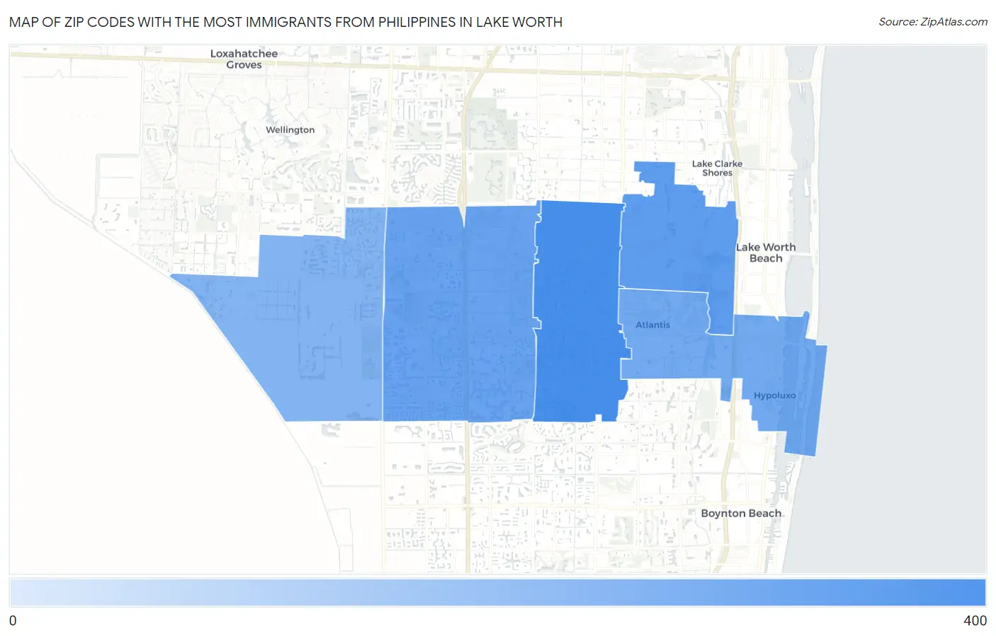Zip Codes with the Most Immigrants from Philippines in Lake Worth Map