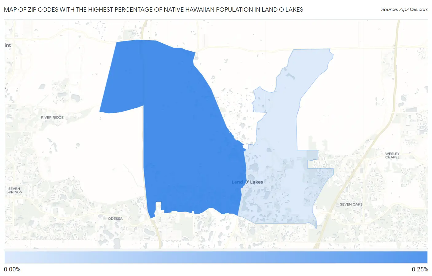 Zip Codes with the Highest Percentage of Native Hawaiian Population in Land O Lakes Map