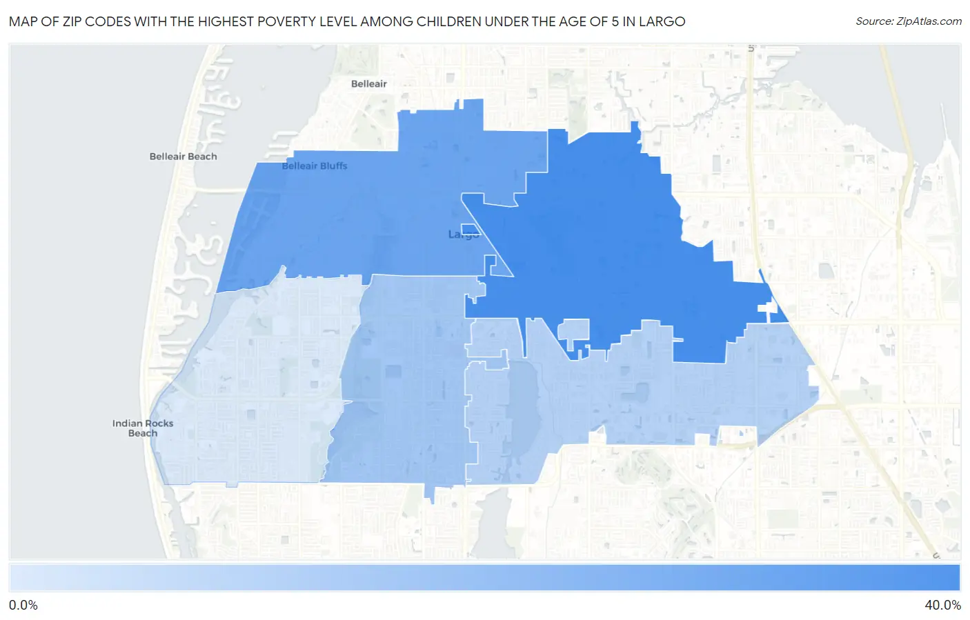 Zip Codes with the Highest Poverty Level Among Children Under the Age of 5 in Largo Map