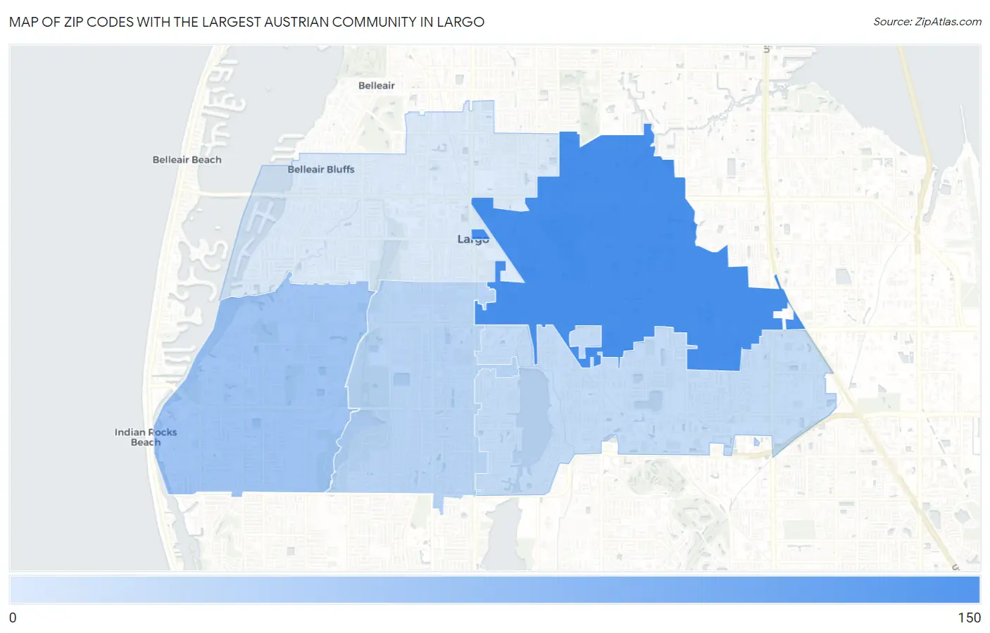 Zip Codes with the Largest Austrian Community in Largo Map