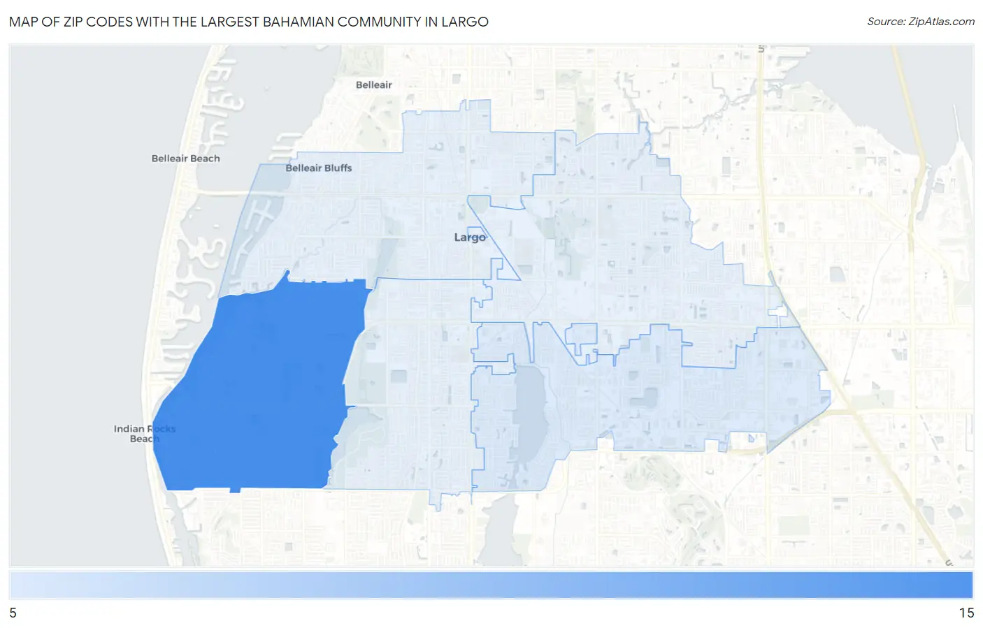 Zip Codes with the Largest Bahamian Community in Largo Map
