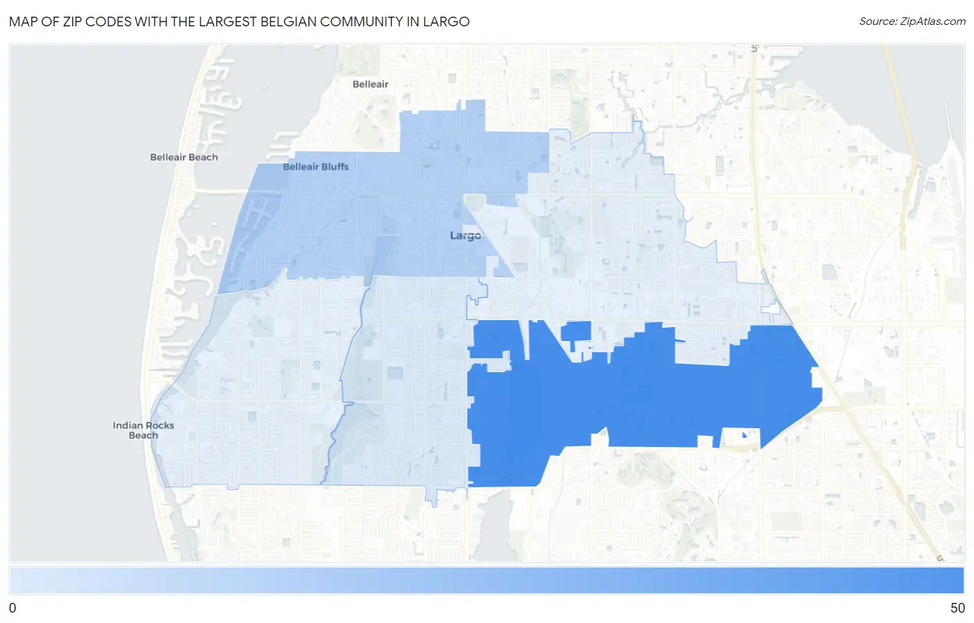 Zip Codes with the Largest Belgian Community in Largo Map