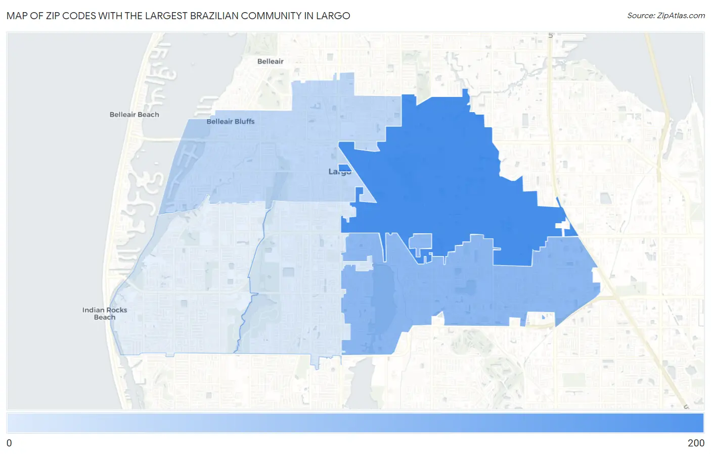 Zip Codes with the Largest Brazilian Community in Largo Map