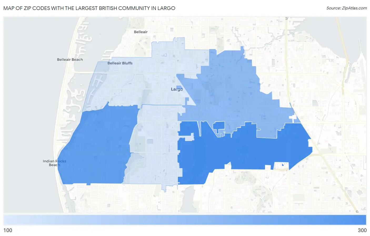 Zip Codes with the Largest British Community in Largo Map