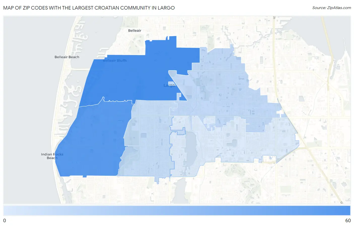 Zip Codes with the Largest Croatian Community in Largo Map