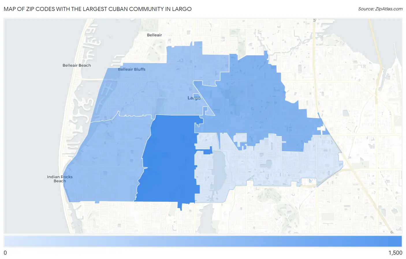 Zip Codes with the Largest Cuban Community in Largo Map