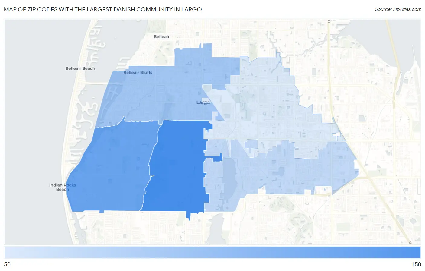 Zip Codes with the Largest Danish Community in Largo Map