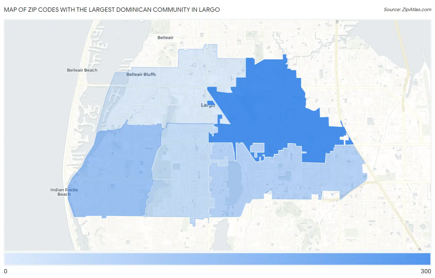 Zip Codes with the Largest Dominican Community in Largo Map