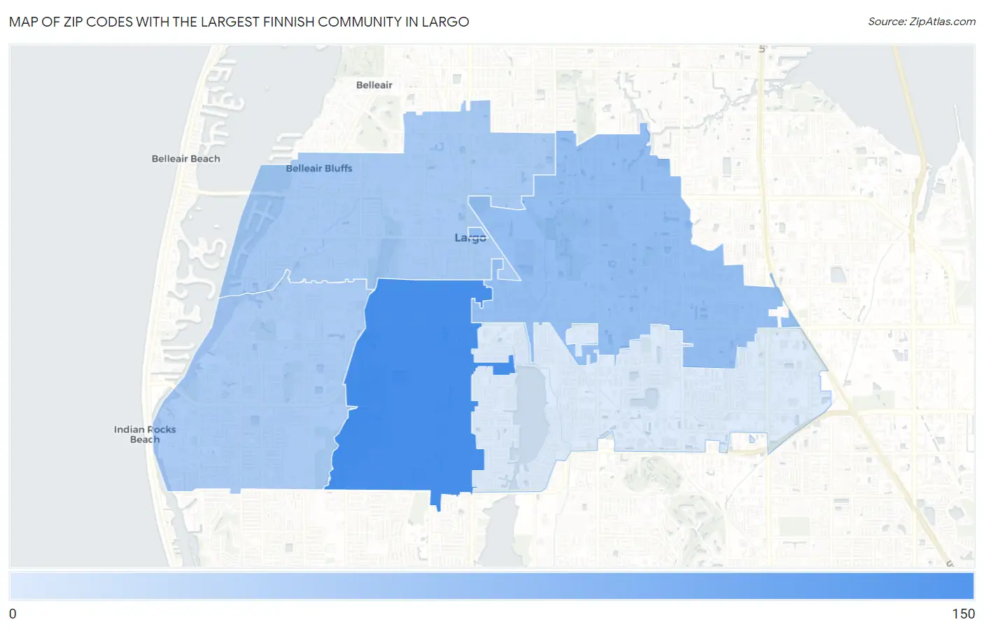 Zip Codes with the Largest Finnish Community in Largo Map