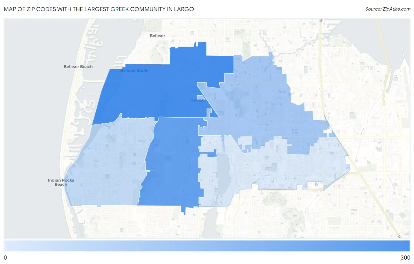 Zip Codes with the Largest Greek Community in Largo Map