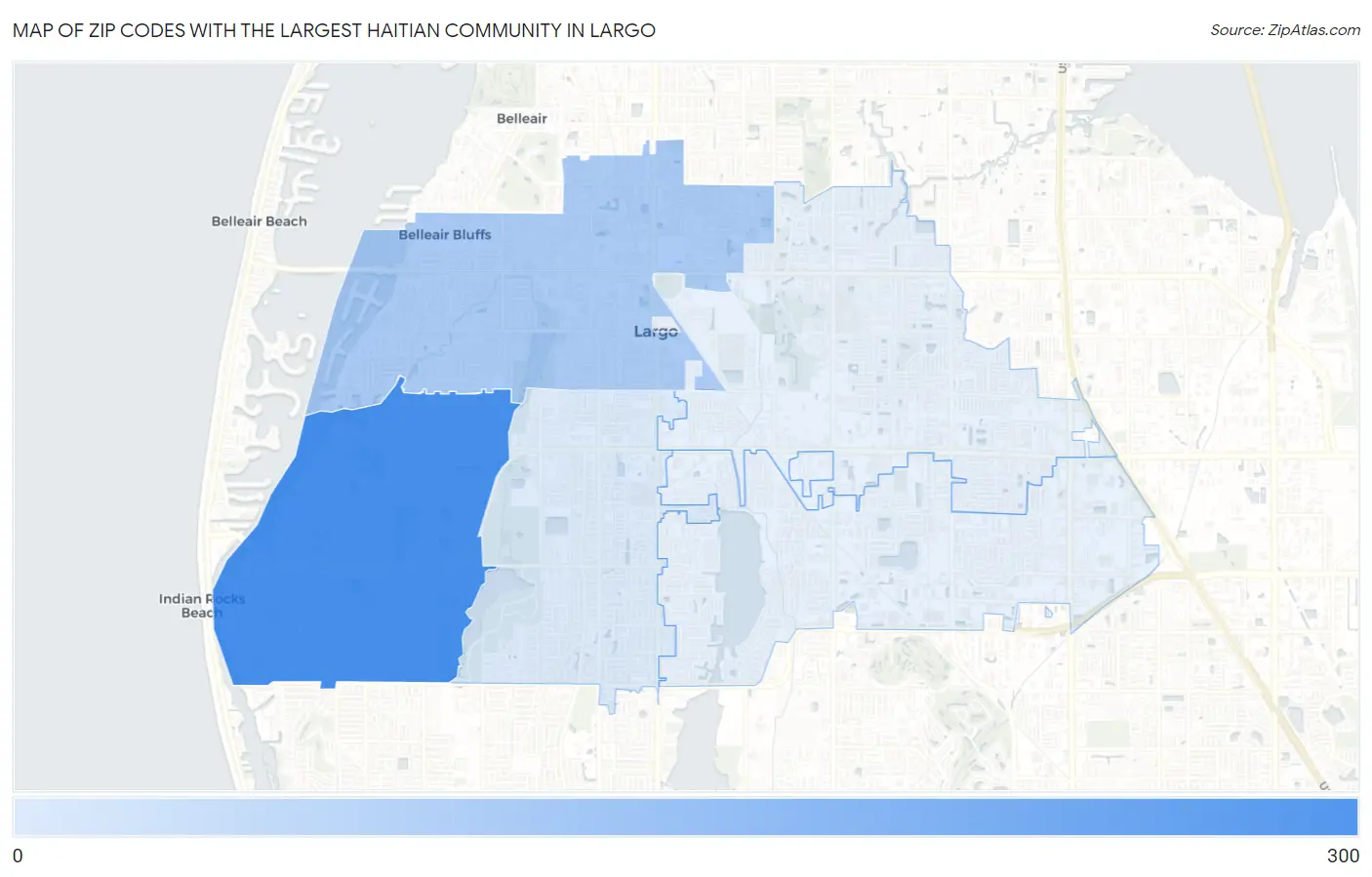 Zip Codes with the Largest Haitian Community in Largo Map