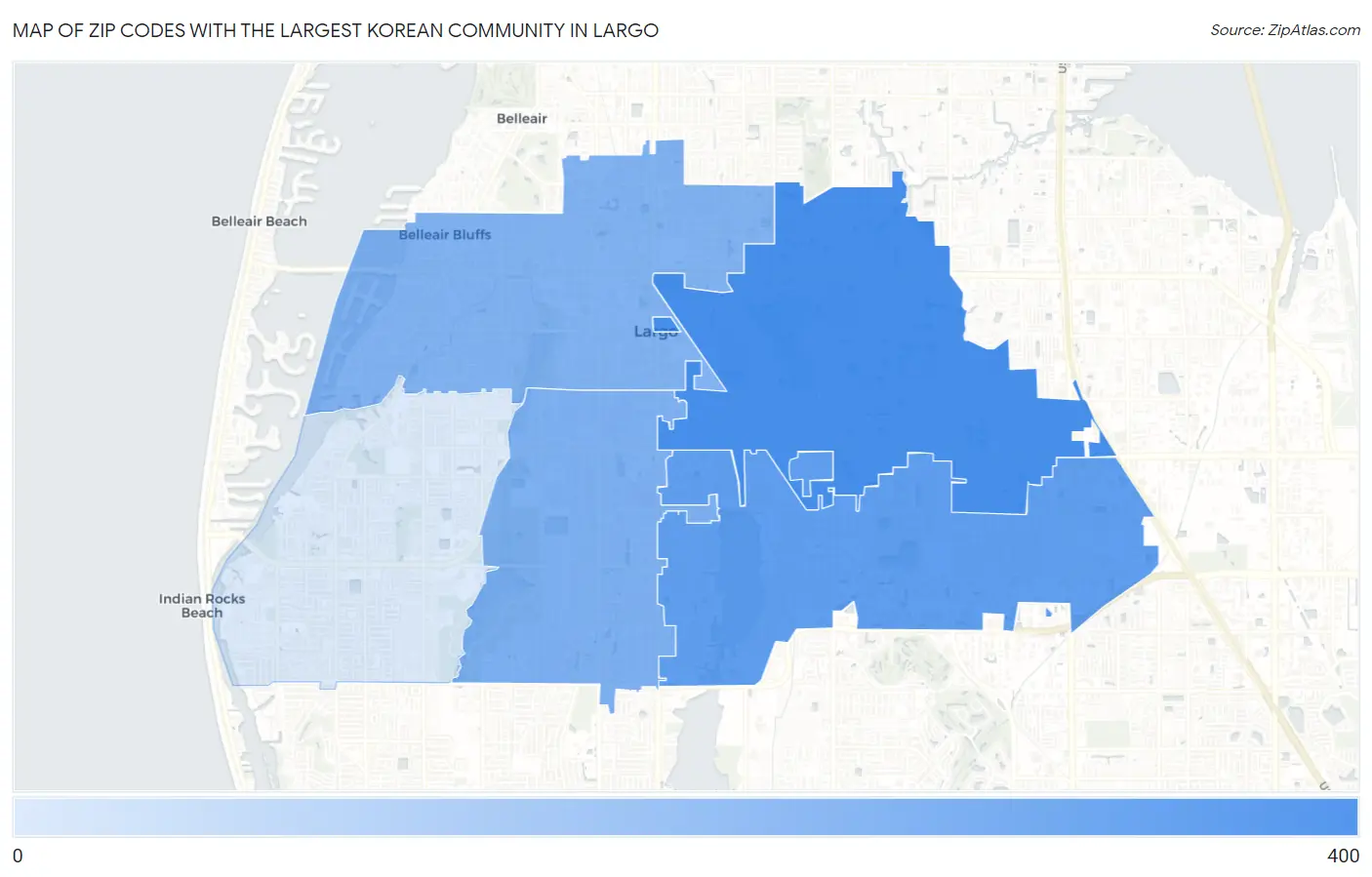 Zip Codes with the Largest Korean Community in Largo Map