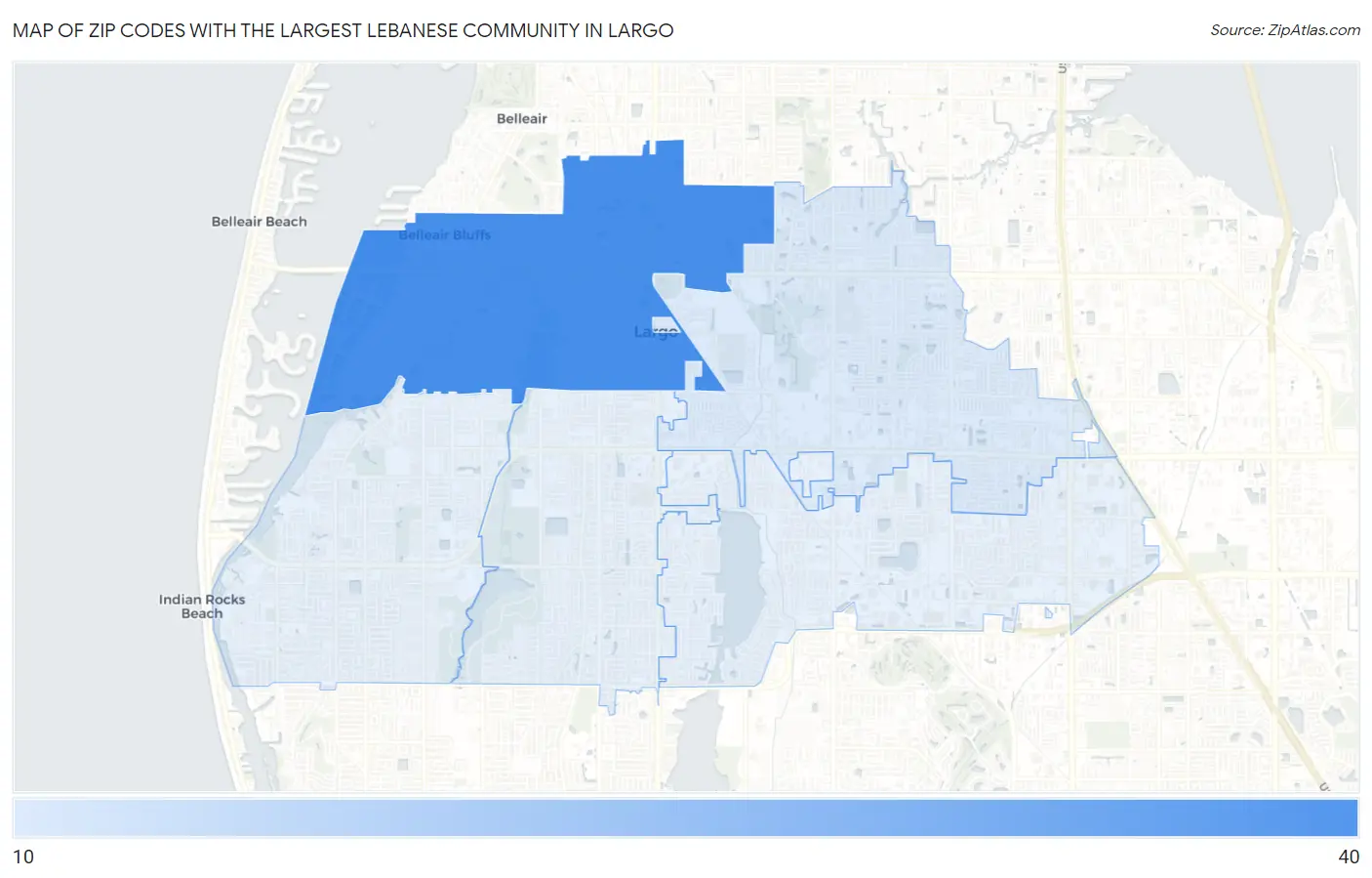 Zip Codes with the Largest Lebanese Community in Largo Map
